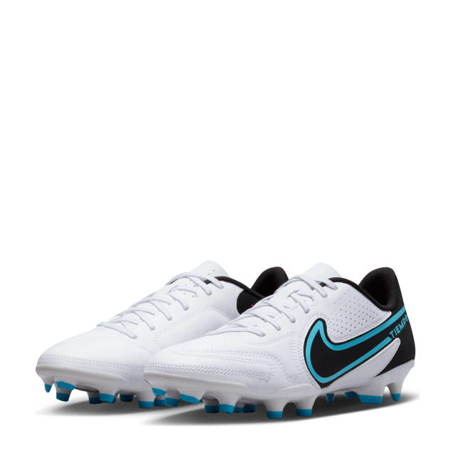 Nike Tiempo Legend 9 Club Jr. voetbalschoenen wit/zwart/turquoise | wehkamp