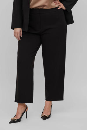 cropped straight fit pantalon VILOAN van gerecycled polyester zwart