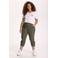 Kaffe Curve slim fit broek Kcnana olijfgroen