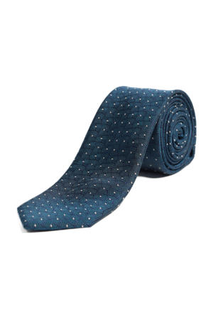 stropdas met jacquard print blauw