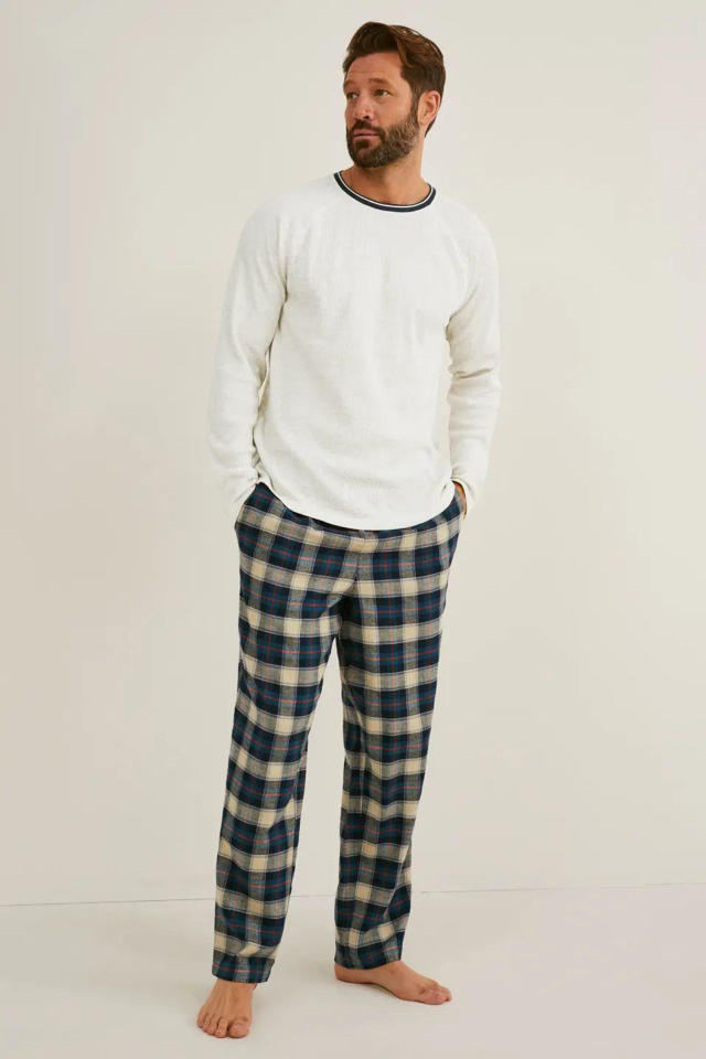 verkiezen ontspannen dump C&A pyjama met ruit beige/donkerblauw | wehkamp