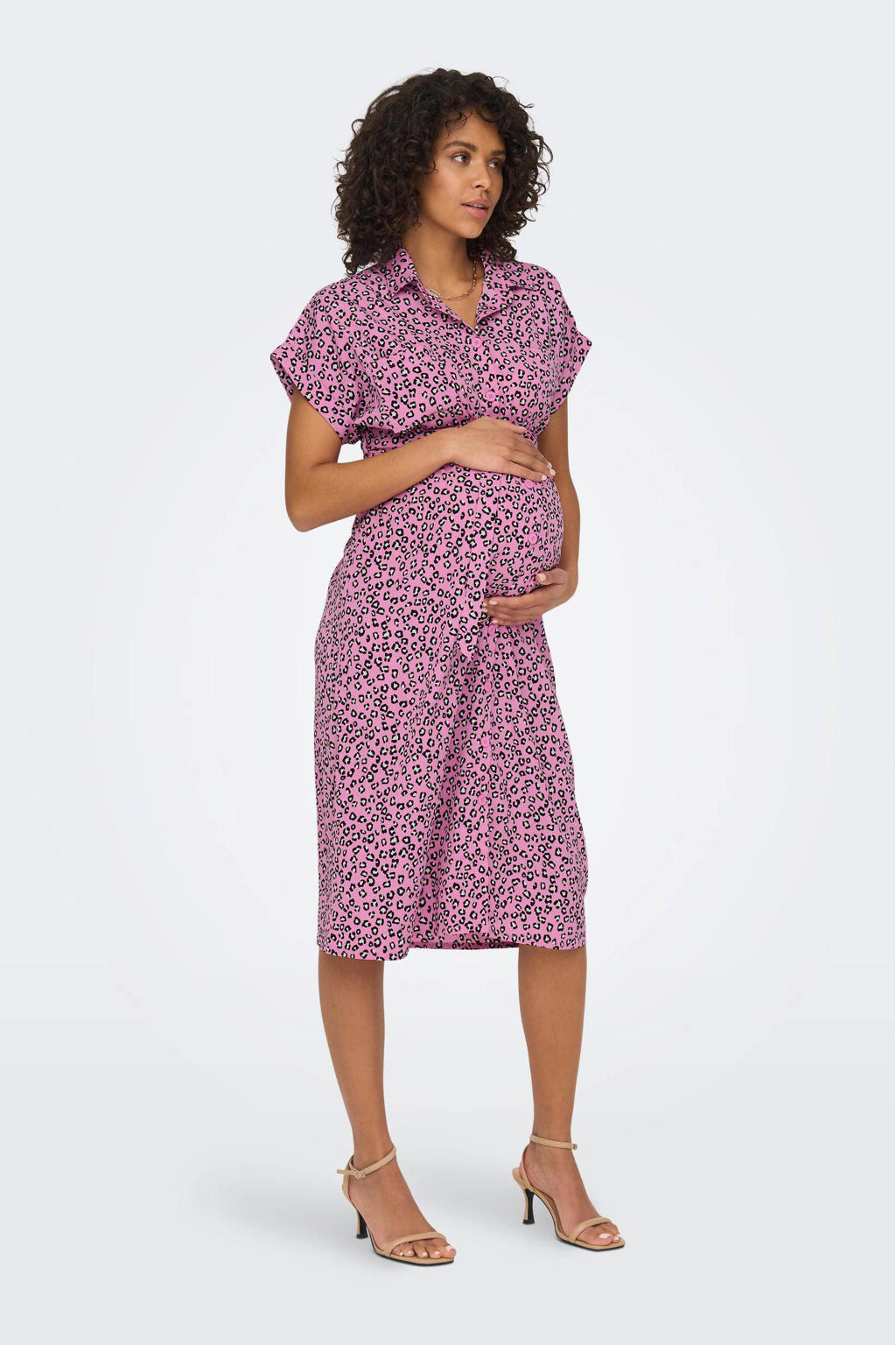 ONLY MATERNITY Damen Kleid Mit Animal Print - Baumwolle Kurzarm