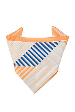 sjaal met grafische print oranje/kobaltblauw