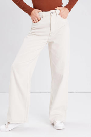 high waist wide leg jeans ecru