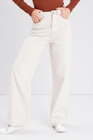 high waist wide leg jeans ecru