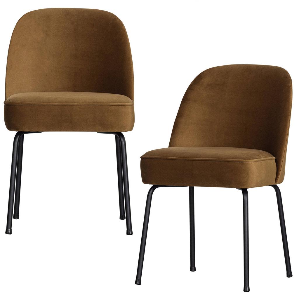 WOOOD WOOOD Vogue Eetkamerstoelen - Velvet - Brass - Set van 2