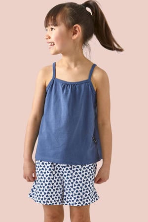 shortama met hartjes van katoen blauw/wit