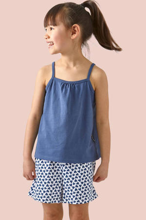 shortama met hartjes van katoen blauw/wit