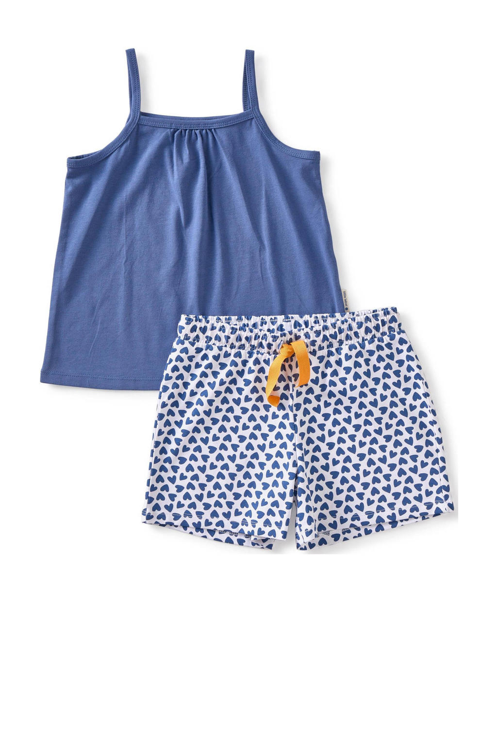 Little Label shortama met hartjes van katoen blauw/wit