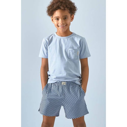 Little Label shortama met all over print van katoen blauw/grijs afbeelding