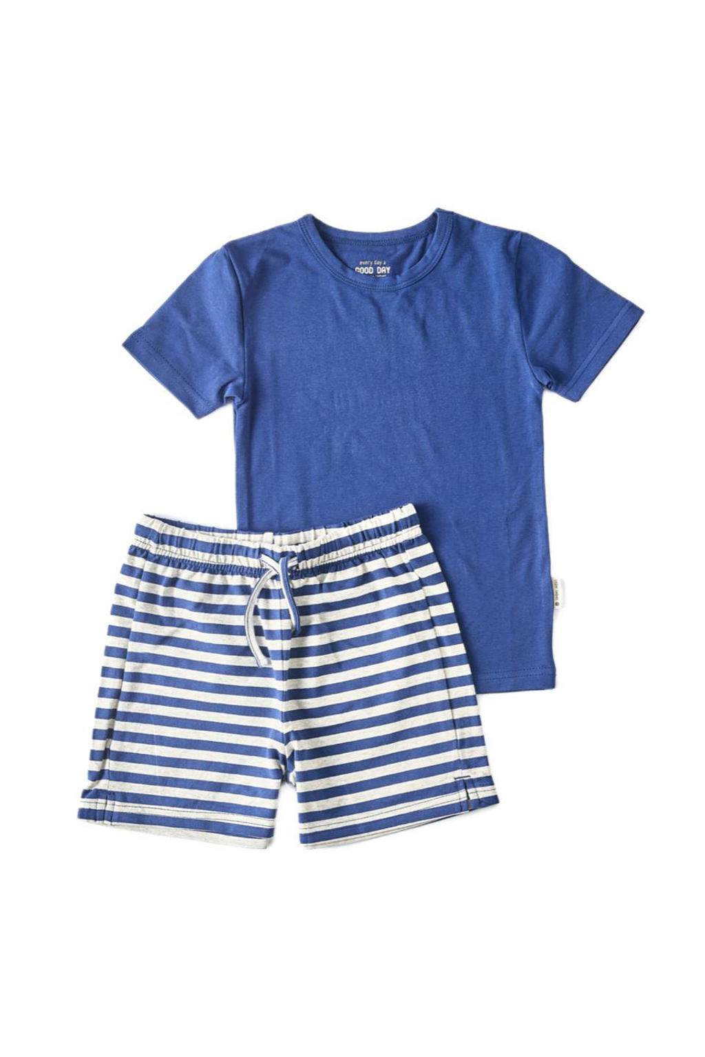Little Label shortama van katoen blauw/grijs
