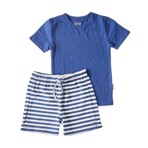 Little Label shortama van katoen blauw/grijs afbeelding