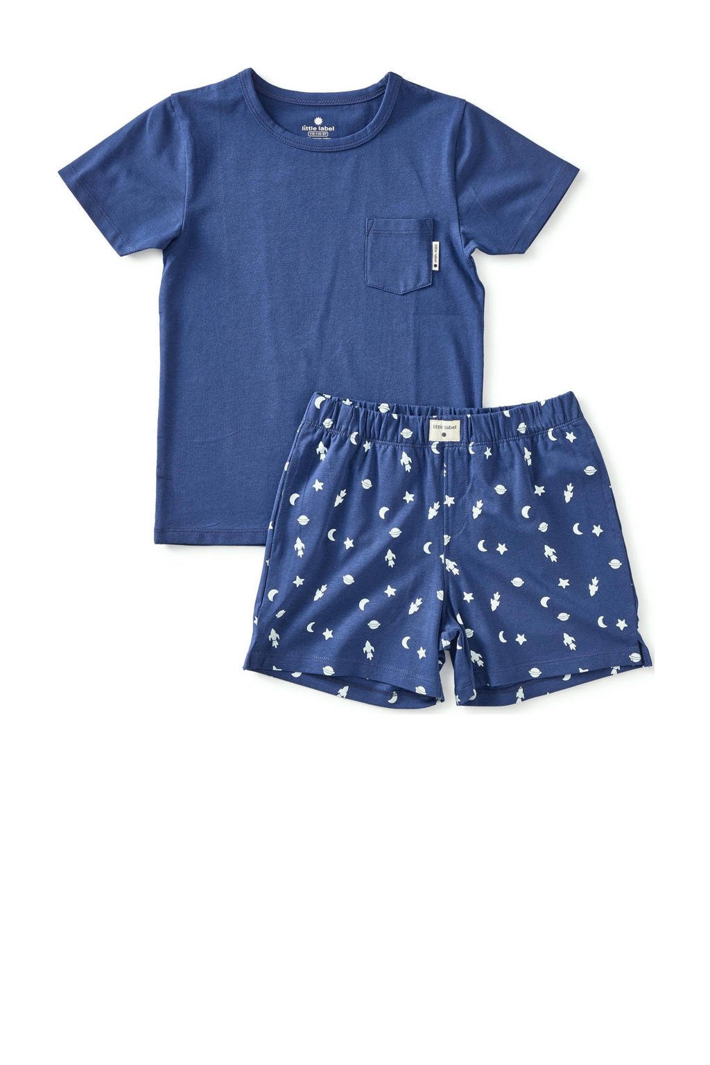 Little Label shortama met all over print van katoen donkerblauw