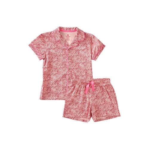 Little Label shortama met all over print van katoen roze/rood afbeelding