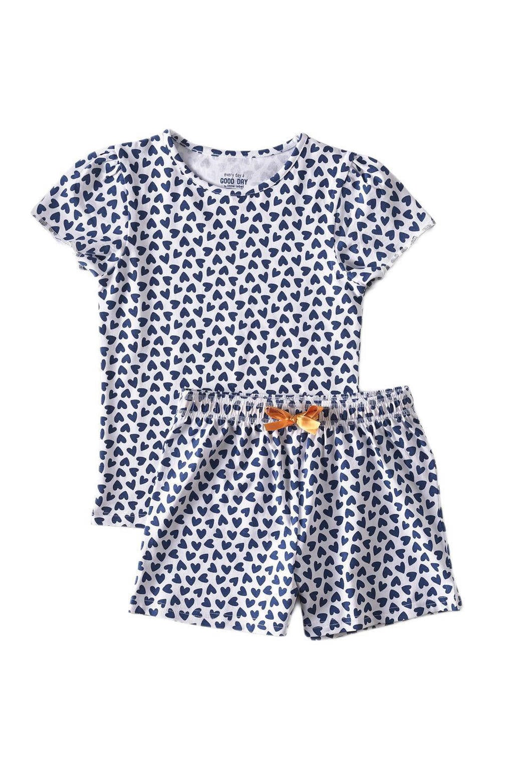Little Label shortama van katoen blauw/wit