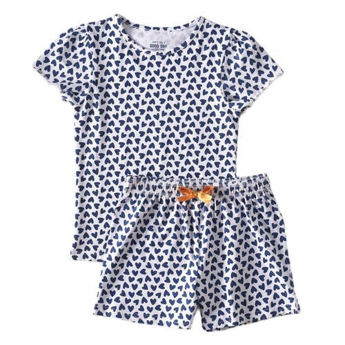 Little Label shortama van katoen blauw/wit afbeelding