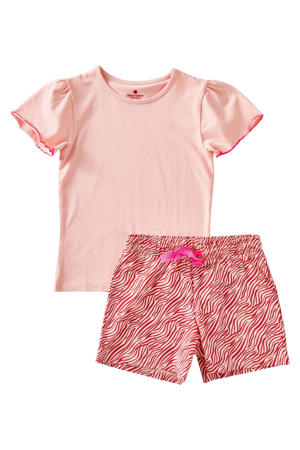 shortama met zebraprint van katoen roze/rood