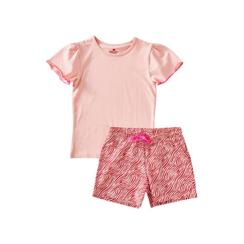 Little Label shortama met zebraprint van katoen roze/rood afbeelding