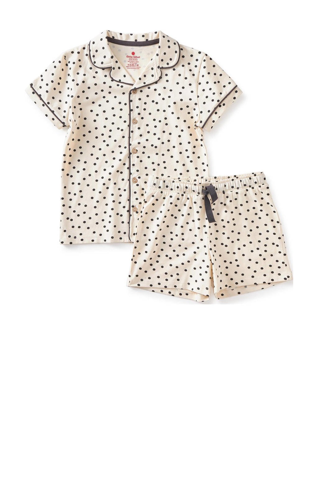 Little Label shortama met stippen van katoen ecru/zwart