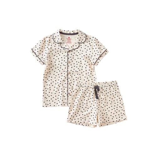 Little Label shortama met stippen van katoen ecru/zwart afbeelding