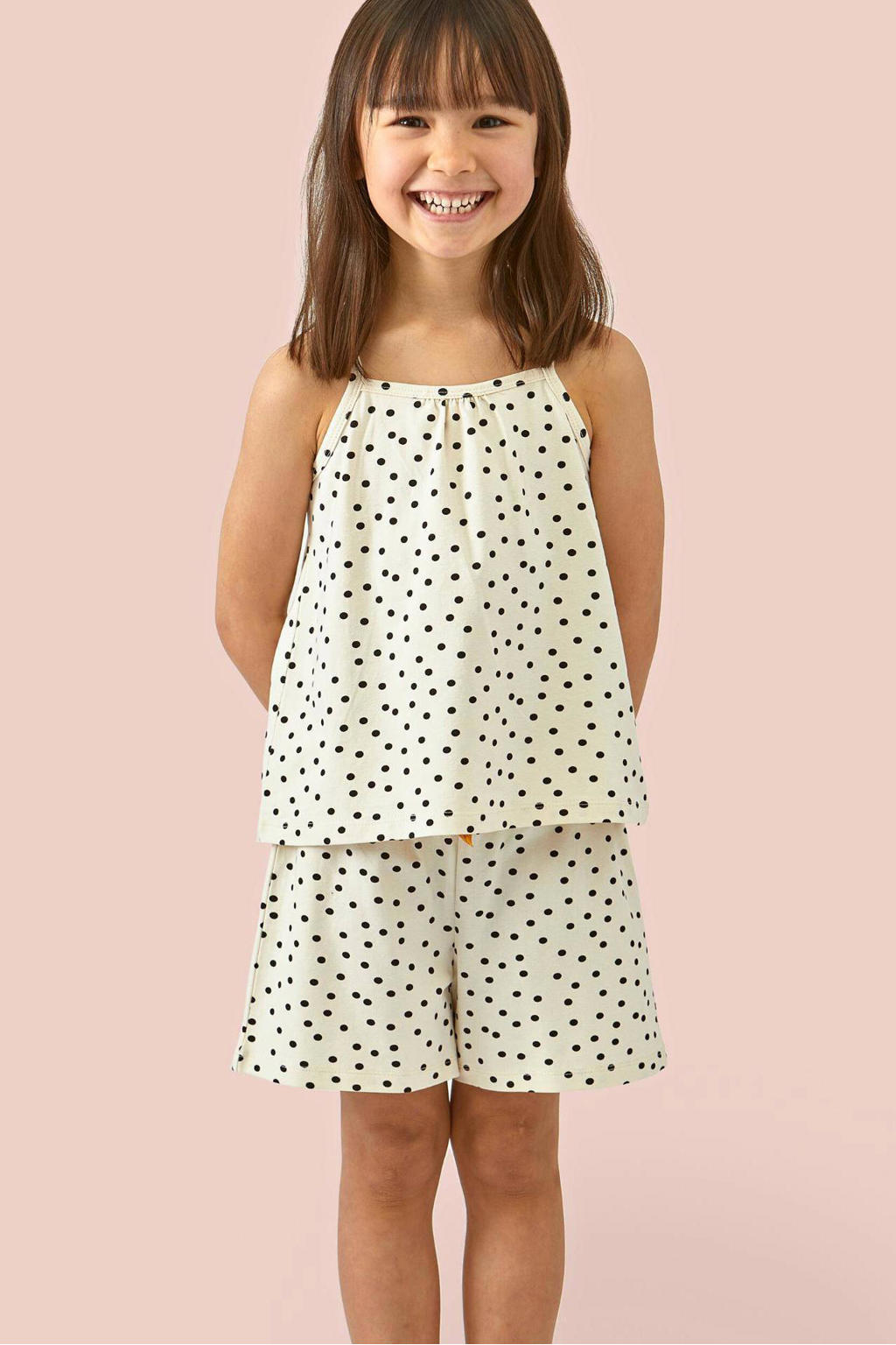 Little Label shortama met stippen van katoen ecru/zwart