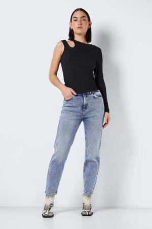 cropped high waist straight fit jeans NMMONI light blue