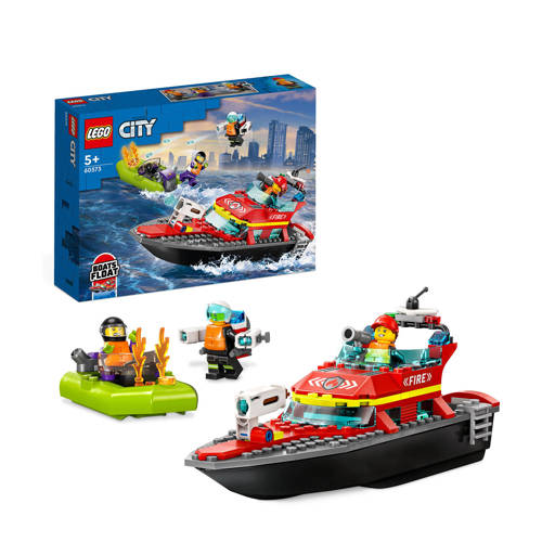 Wehkamp LEGO City Reddingsboot Brand, Drijvend Boot Speelgoed voor Kinderen van 5+ Jaar 60373 aanbieding