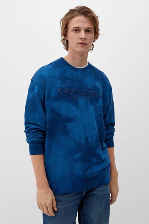 sweater met all over print blauw