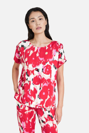 gebloemde blousetop rood/roze/wit