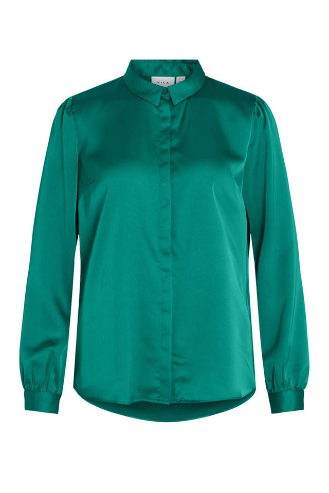 Edelsteen Gepolijst Afgeschaft VILA blouse VIELLETTE van gerecycled polyester groen | wehkamp