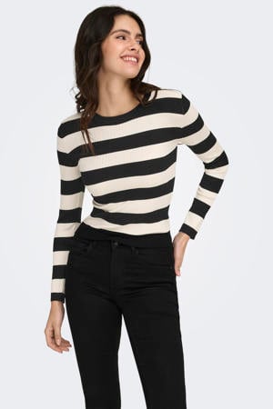 gestreepte top JDYPLUM zwart/wit