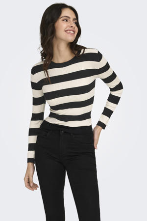 gestreepte top JDYPLUM zwart/wit