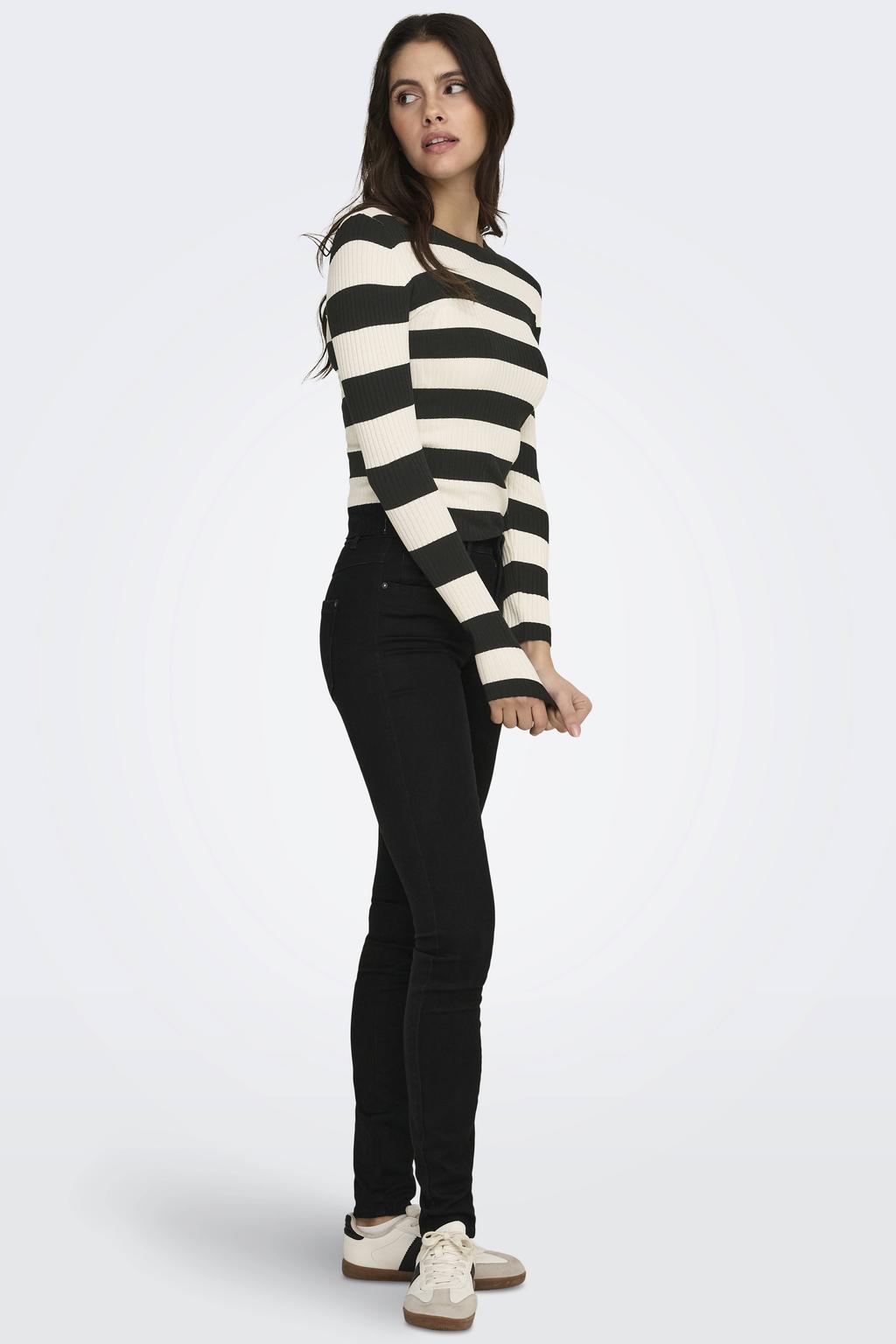 JDY gestreepte top JDYPLUM zwart/wit