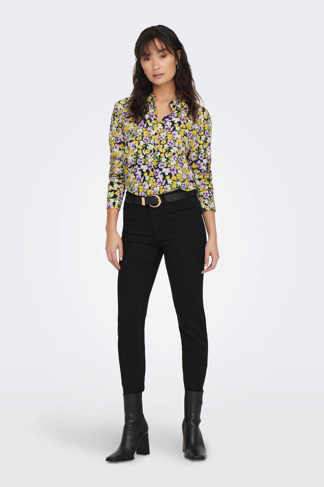 JDY blouse zwart/paars/geel | wehkamp