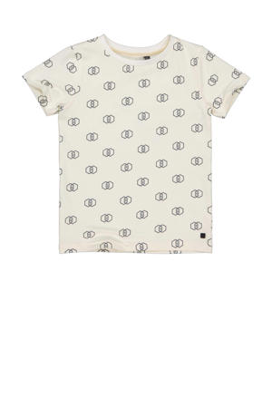 T-shirt met all over print ecru
