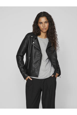 imitatieleren bikerjack VICARA zwart