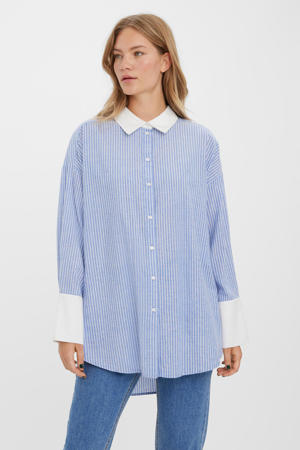 gestreepte blouse VMLEONORA  lichtblauw/wit