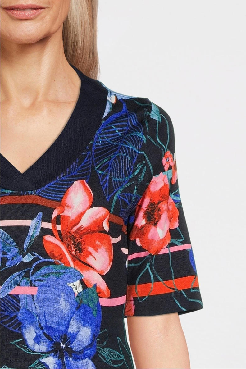 Betty Barclay jurk met all over print donkerblauw/rood | wehkamp