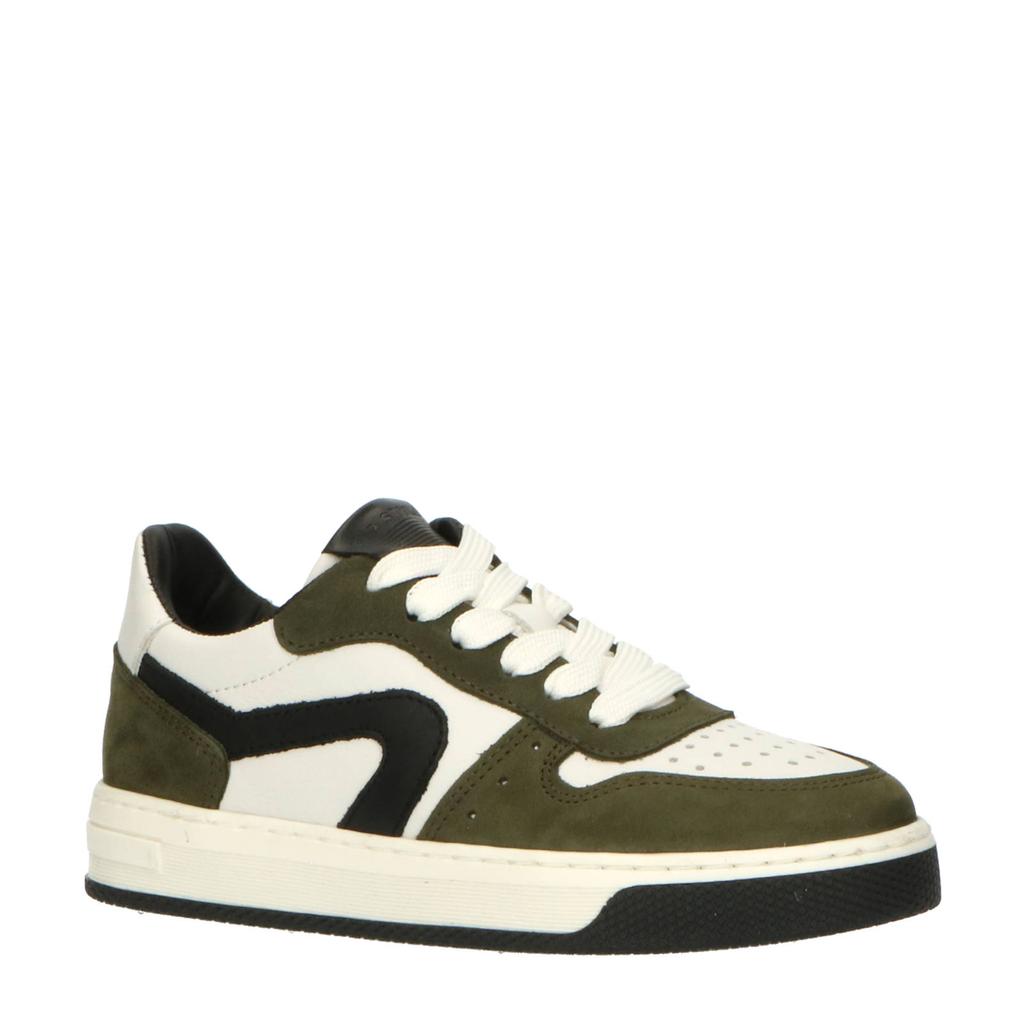 Zwart en witte jongens Hip leren sneakers met rits- en vetersluiting