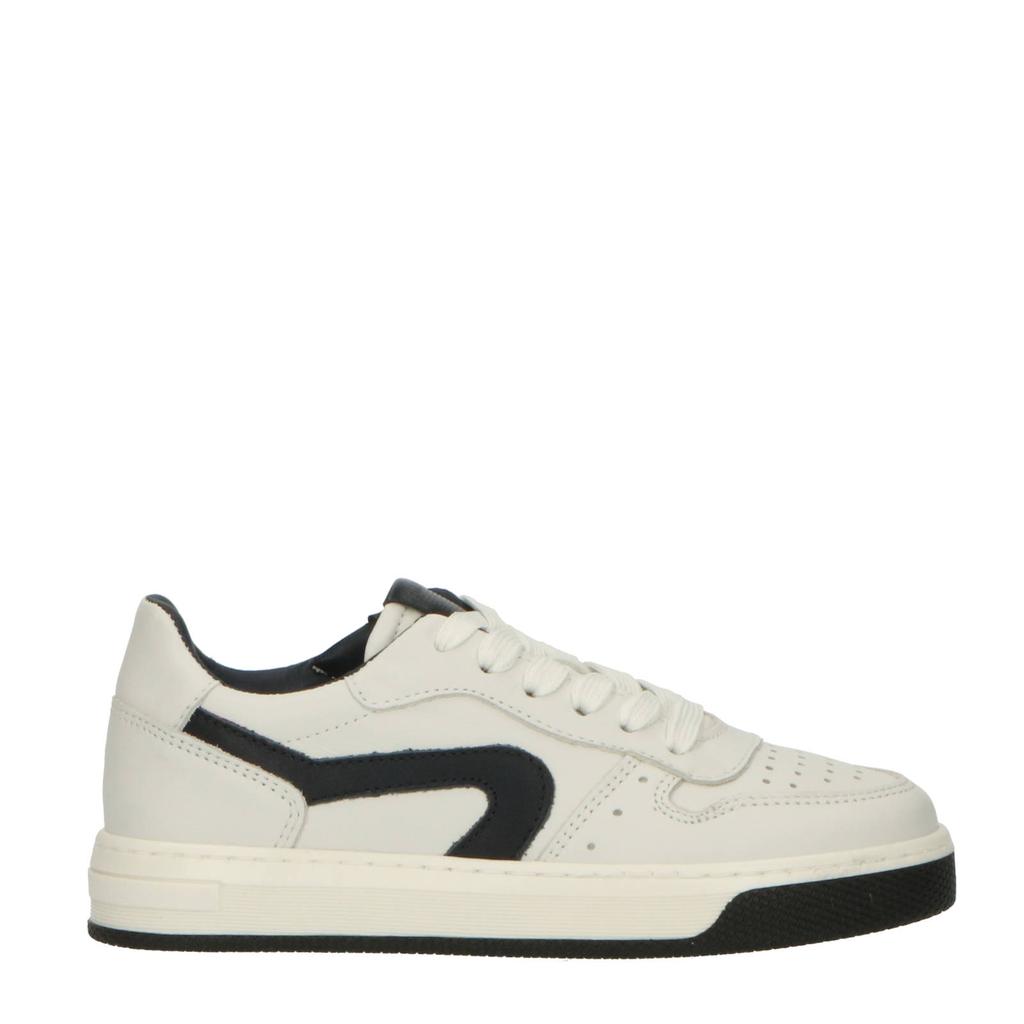 Wit en zwarte jongens Hip leren sneakers met rits- en vetersluiting
