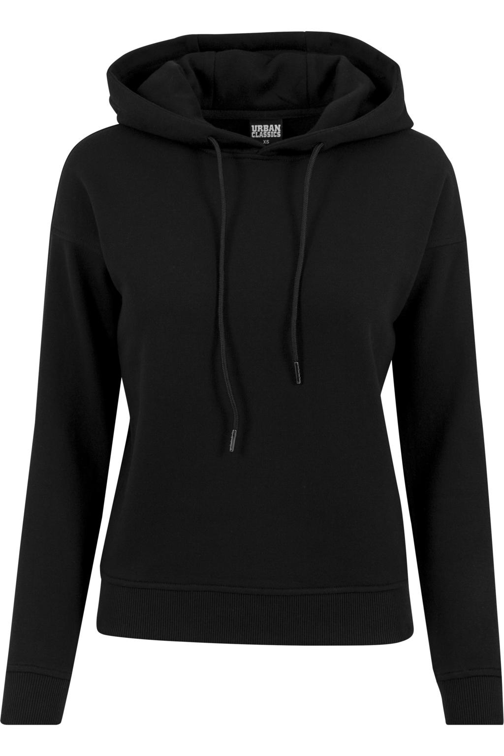 Zwarte dames Urban Classics Curvy hoodie van katoen met effen, lange mouwen en capuchon