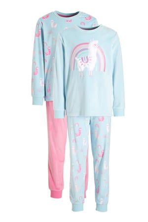 pyjama - set van 2 lichtblauw/roze