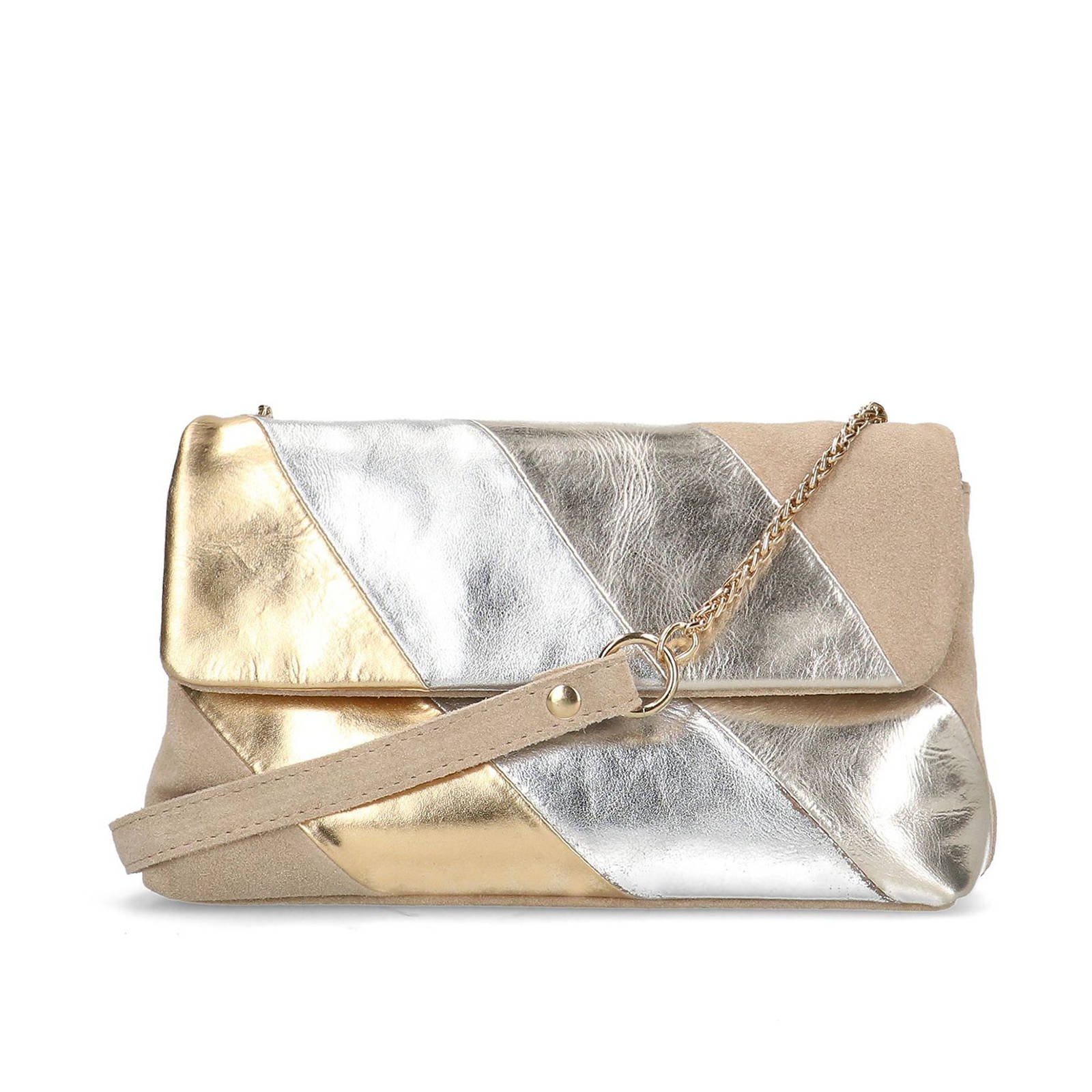 Manfield su de crossbody tas beige goudkleurig wehkamp