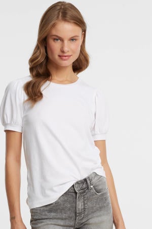 T-shirt met pofmouwen wit