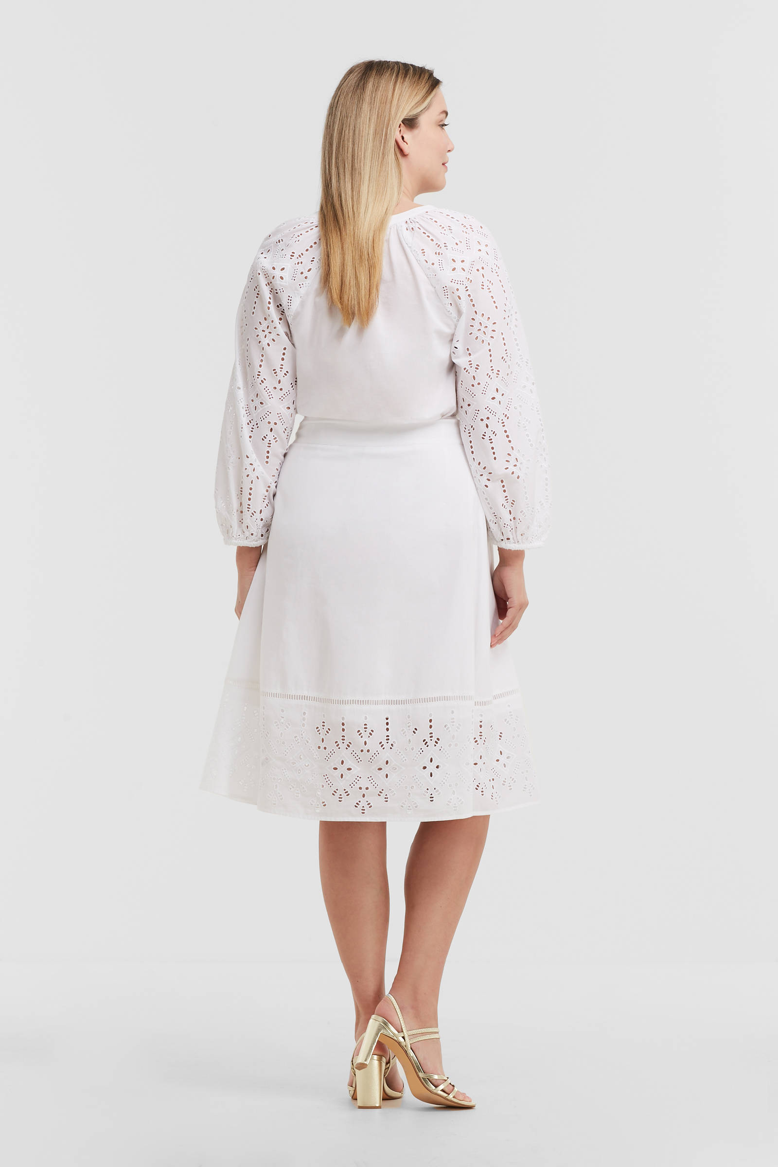 Witte outlet broderie rok