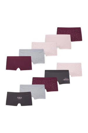 boxershort - set van 5 grijs/rood/roze