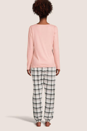 pyjamatop met ribstructuur roze