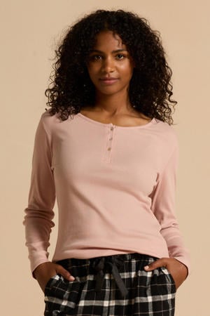 pyjamatop met ribstructuur roze