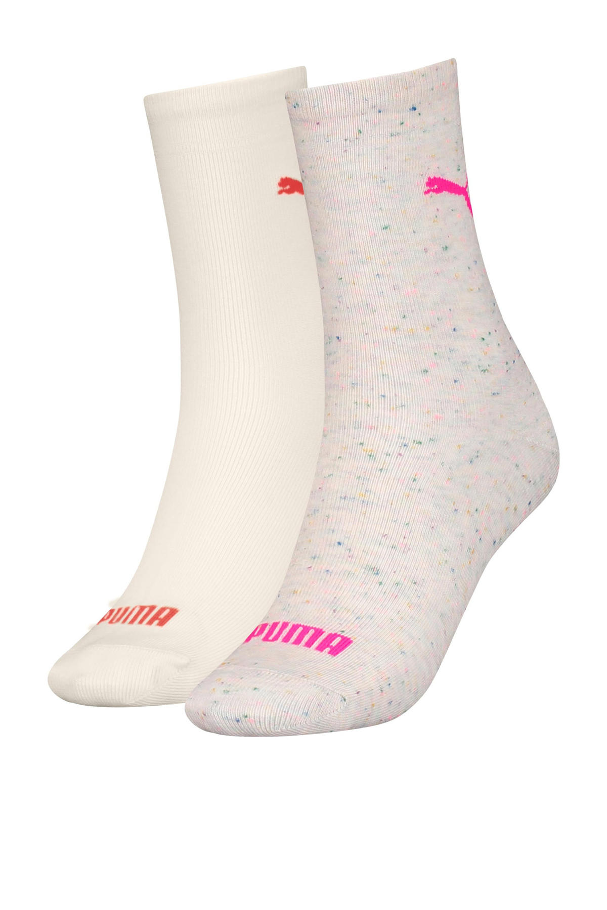 Puma sokken met logo set van 2 lichtroze/ecru | wehkamp