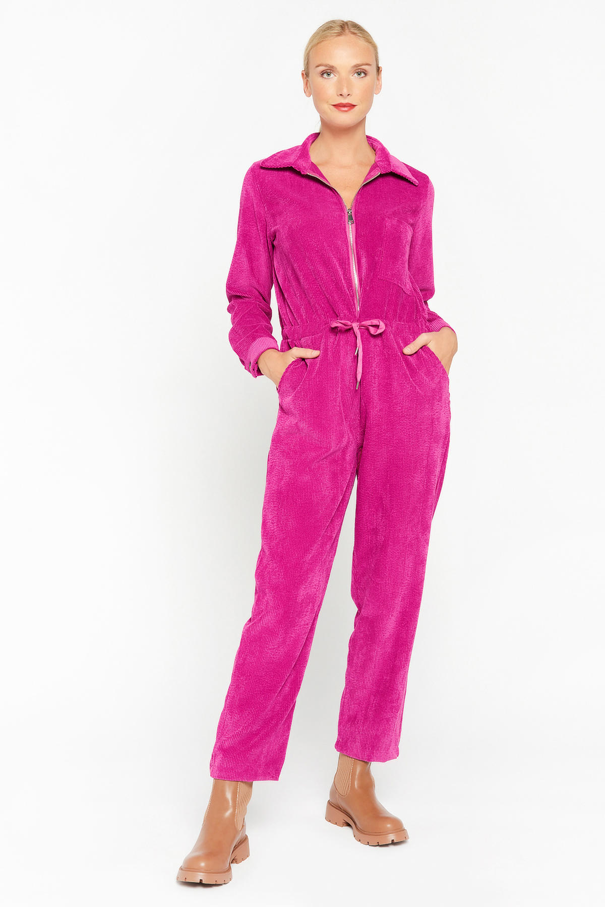 LOLALIZA corduroy jumpsuit fuchsia wehkamp